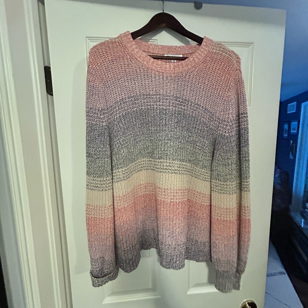 Reitmans Women's Pink and Gray Gradient Sweater